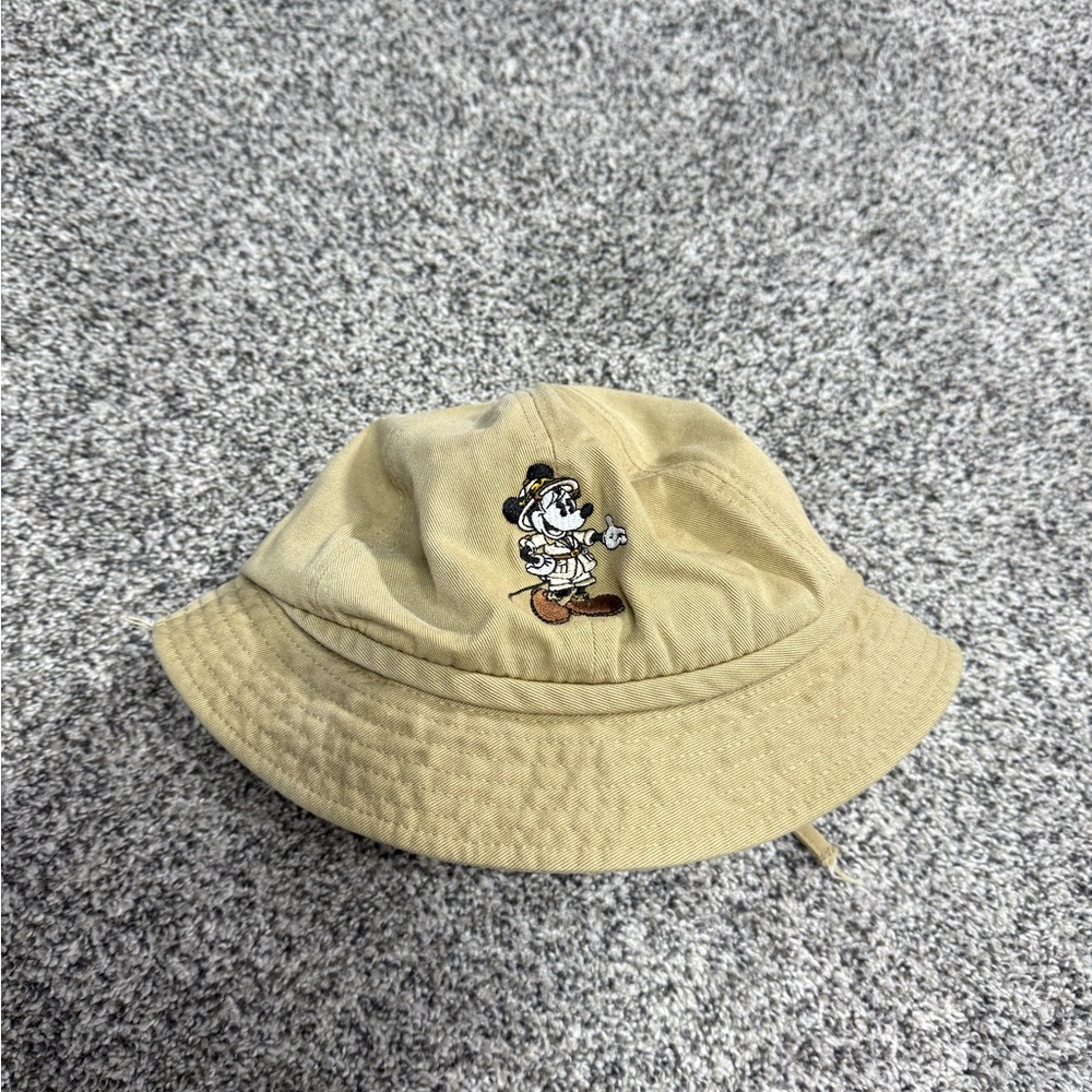 Vintage Disney Tan Bucket Hat with Mickey Embroidery